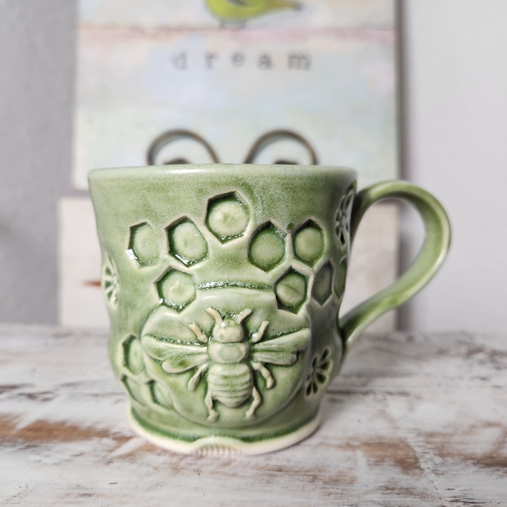 Handcrafted Unique Honeycomb Bee Coffee or Tea Mug